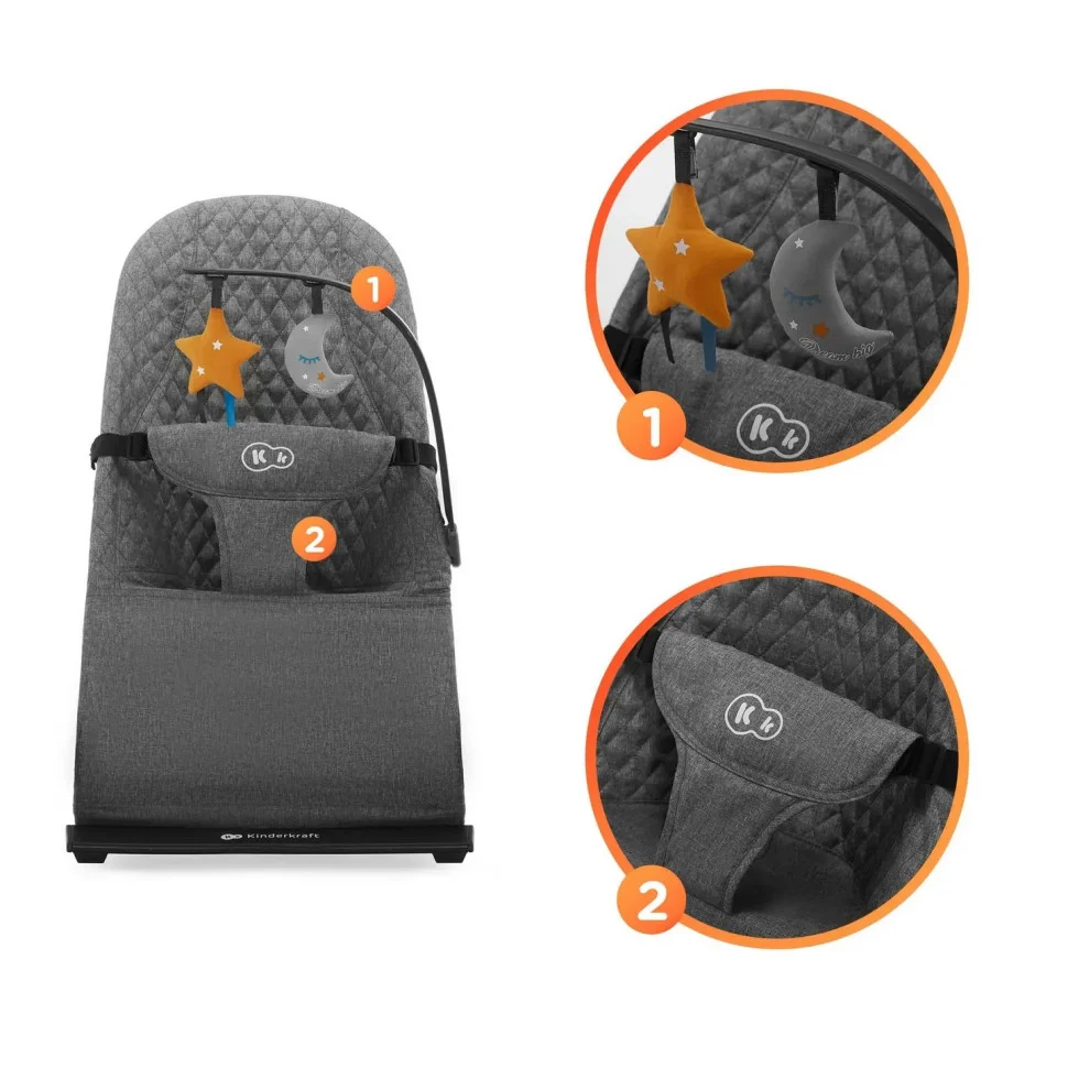 Шезлонг-качалка Kinderkraft KBMIMI00GRY0000 Mimi Grey