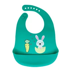 Слинявчик силіконовий "Зайчик" Mega Zayka MGZ-0611 (Green) з кишенею Слинявчик силіконовий "Зайчик" Mega Zayka MGZ-0611 (Green) з кишенею