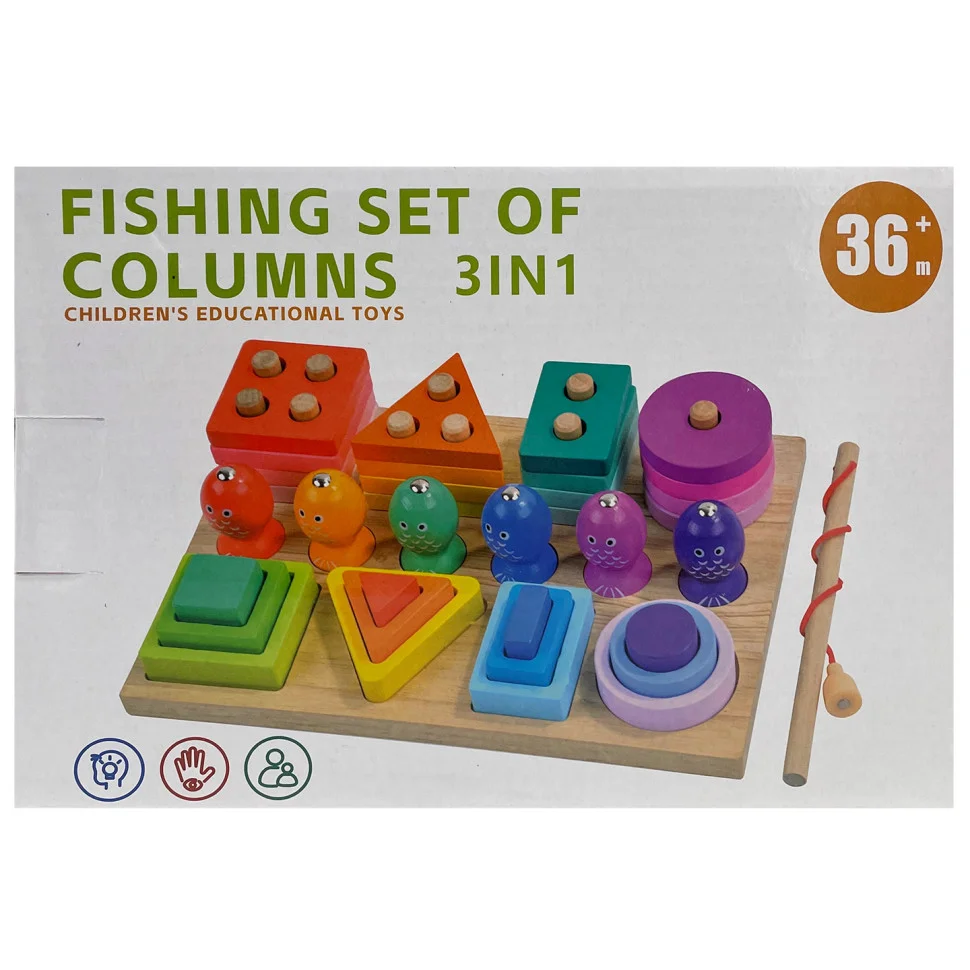 Деревянная игрушка магнитная рыбалка 3 в 1 Bambi C15002 