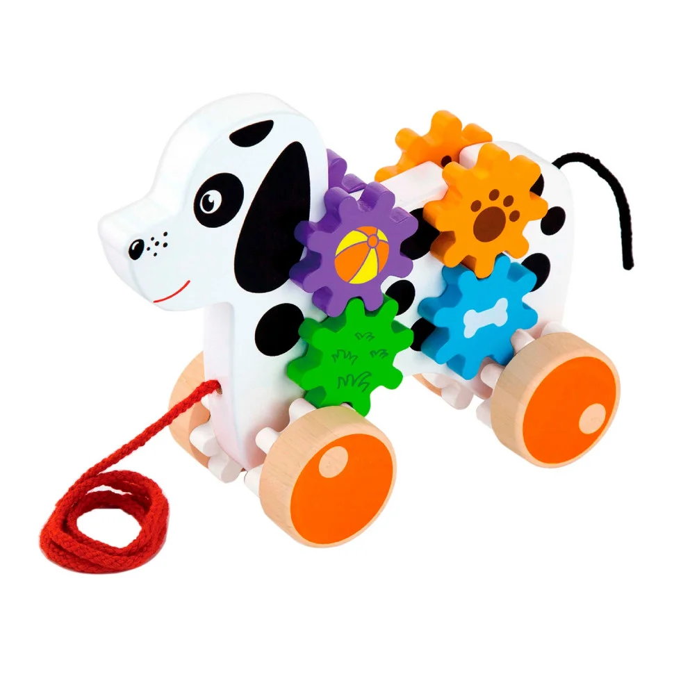 Деревянная каталка Собачка Viga Toys 50977 с шестеренками 