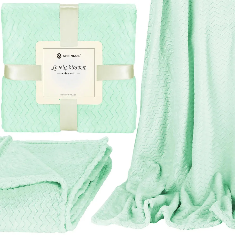 Плед-покрывало Extra Soft Springos HA7145 салатовый 160x200 см