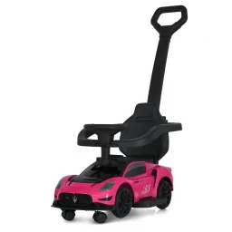 Детская каталка-толокар 2 в 1 Bambi M 5106-8 розовй, с родителькой ручкой