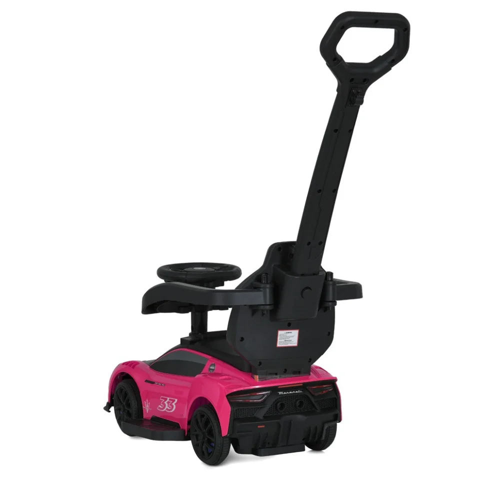 Детская каталка-толокар 2 в 1 Bambi M 5106-8 розовй, с родителькой ручкой
