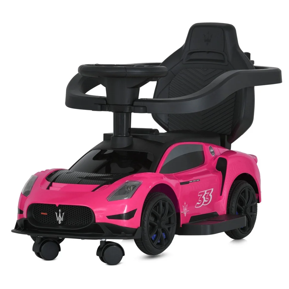 Детская каталка-толокар 2 в 1 Bambi M 5106-8 розовй, с родителькой ручкой