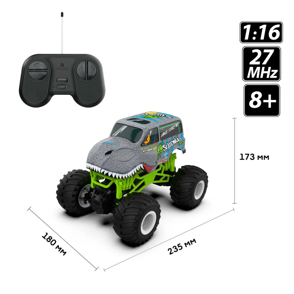 Автомобіль на радіокеруванні DINOSAUR BIGFOOT Sulong Toys SL-360RHGR масштаб 1:16, 27 МГц