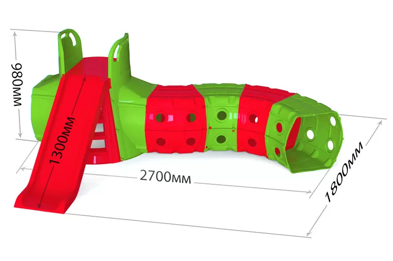 Горка для детей с тоннелем DOLONI TOYS Красно-Зелёная 01470/3
