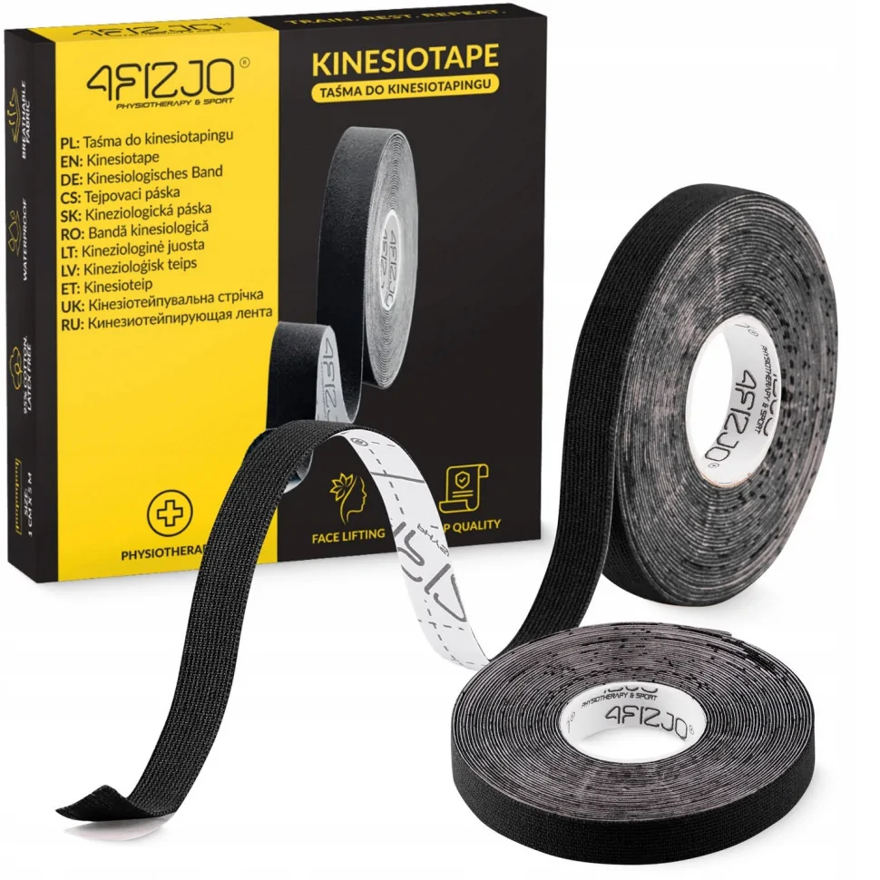 Стрічка кінезіологічна 4FIZJO P-5905973400787 Black 1 см x 5 м, кінезіо тейп