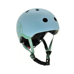 Шлем защитный детский Scoot and Ride SR-181206-STEEL, серо-синий, с фонариком, 45-51 см