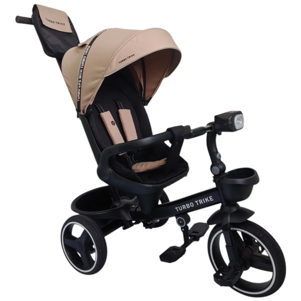 Велосипед детский трехколесный Turbo Trike MT 1002-1 Almond Beige с родительской ручкой