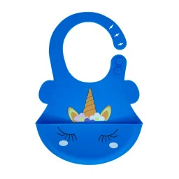 Слинявчик силіконовий "Єдиноріг" Mega Zayka MGZ-0615(Blue) з кишенею