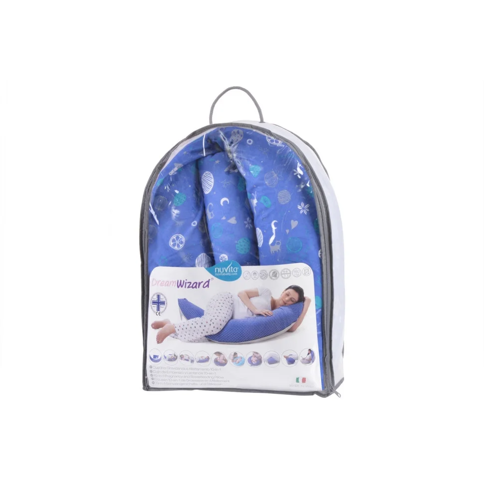 Подушка для вагітних і для годування Nuvita 10 в 1 DreamWizard Синя NV7100BLUE