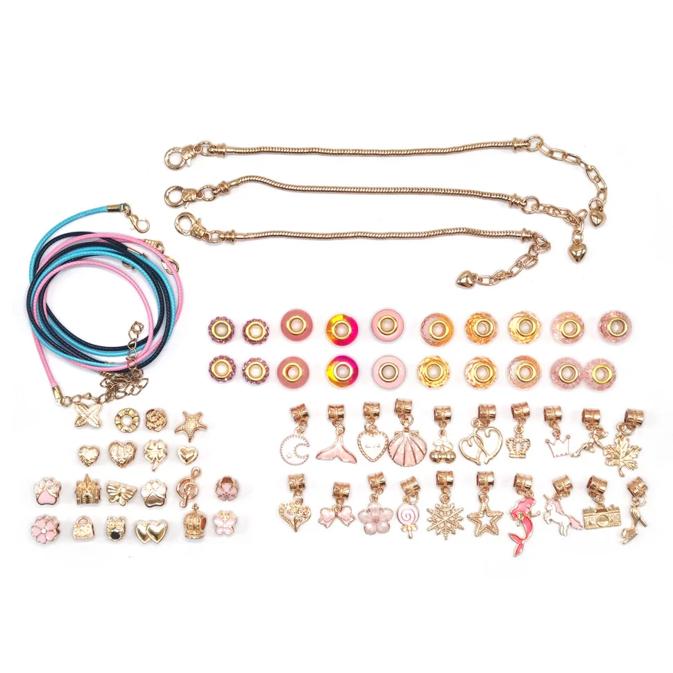Набор для создания браслетов Pandora Bambi THE BEST GOLD(Pink) с подвесками