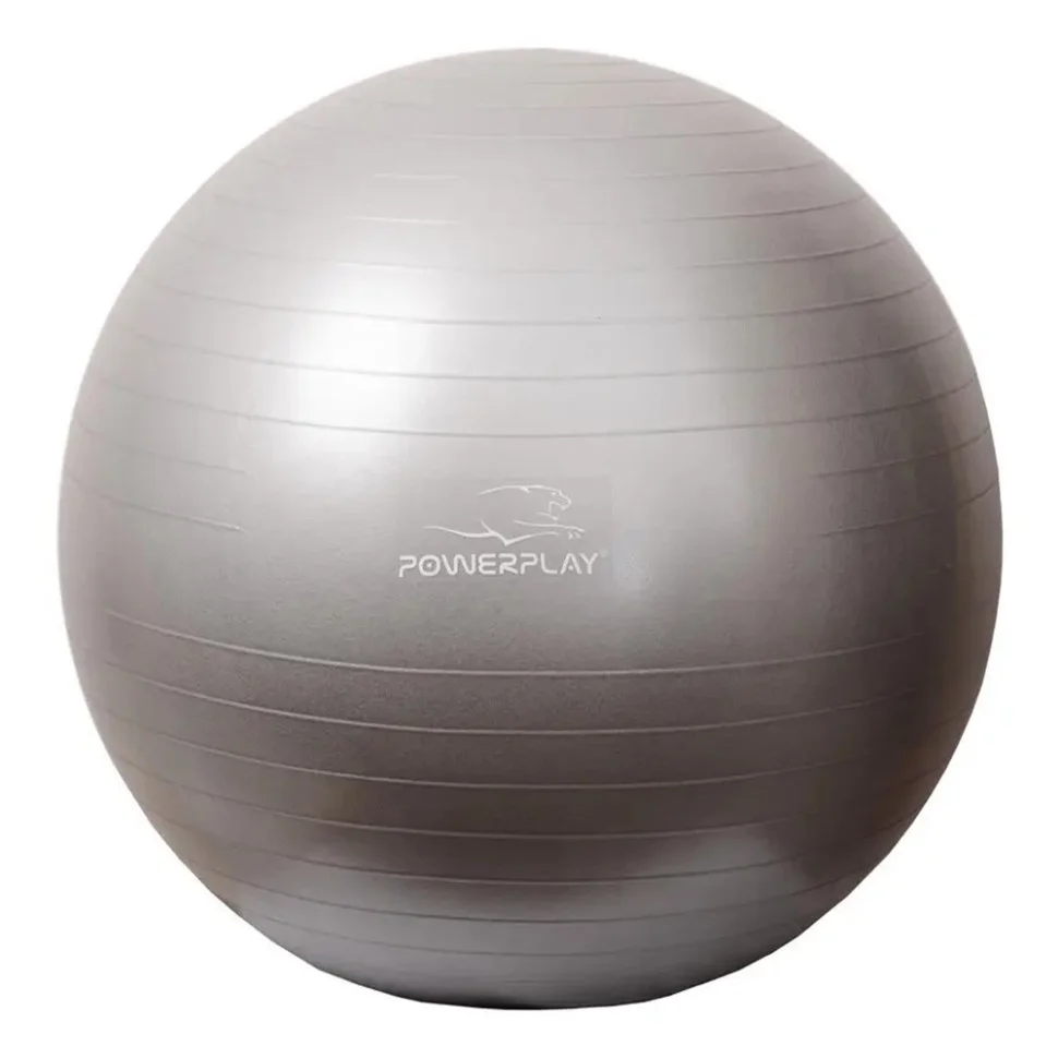 М'яч для фітнесу та гімнастики PowerPlay PP_4001_75_Silver, сріблястий, насос