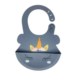 Слинявчик силіконовий "Єдиноріг" Mega Zayka MGZ-0615(Grey) з кишенею Слинявчик силіконовий "Єдиноріг" Mega Zayka MGZ-0615(Grey) з кишенею