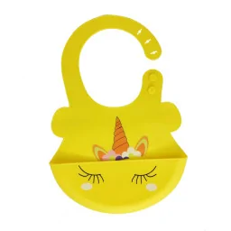 Слинявчик силіконовий "Єдиноріг" Mega Zayka MGZ-0615(Yellow) з кишенею