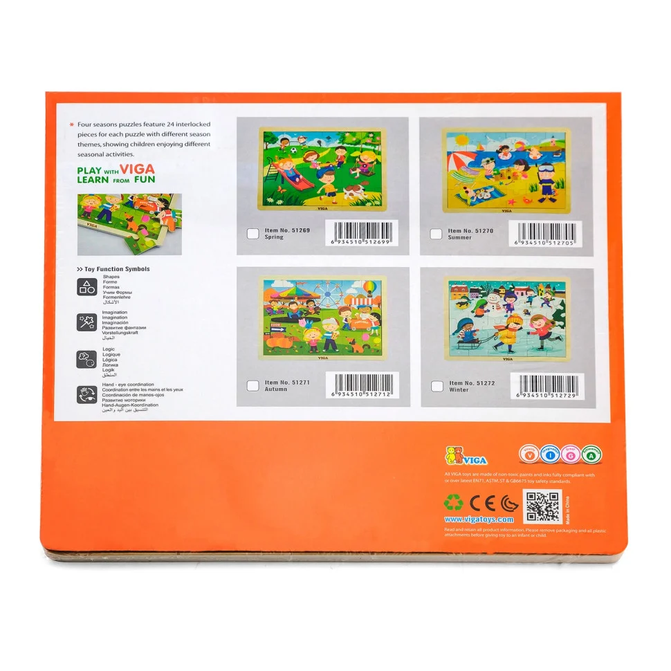 Дерев'яний пазл Літо Viga Toys 51270, 24 елементи