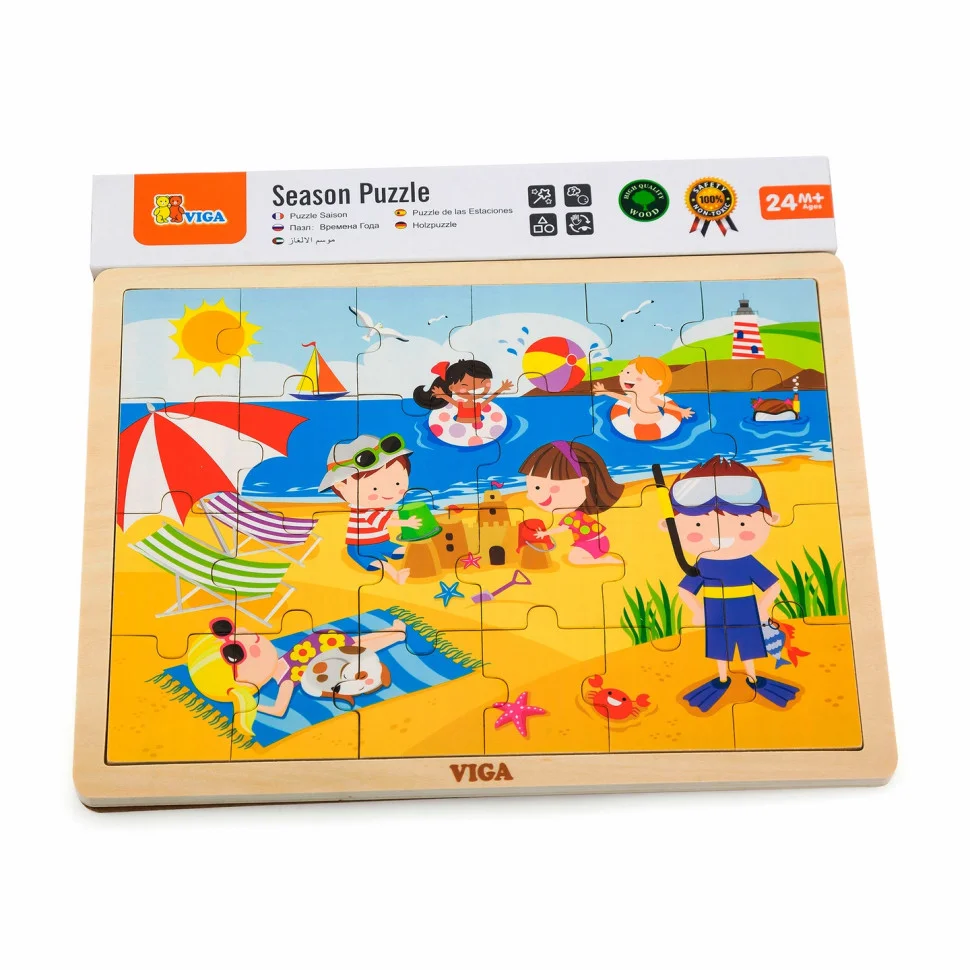 Дерев'яний пазл Літо Viga Toys 51270, 24 елементи