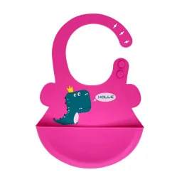Слинявчик силіконовий "Діно" Mega Zayka MGZ-0616(Pink) з кишенею Слинявчик силіконовий "Діно" Mega Zayka MGZ-0616(Pink) з кишенею