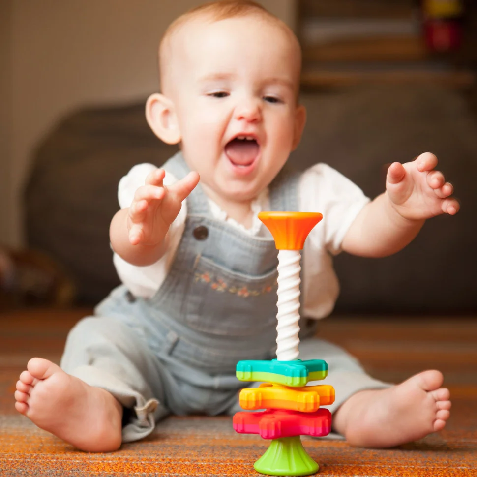 Пирамидка-спинер MiniSpinny Fat Brain Toys FA134-1 Тактильная 