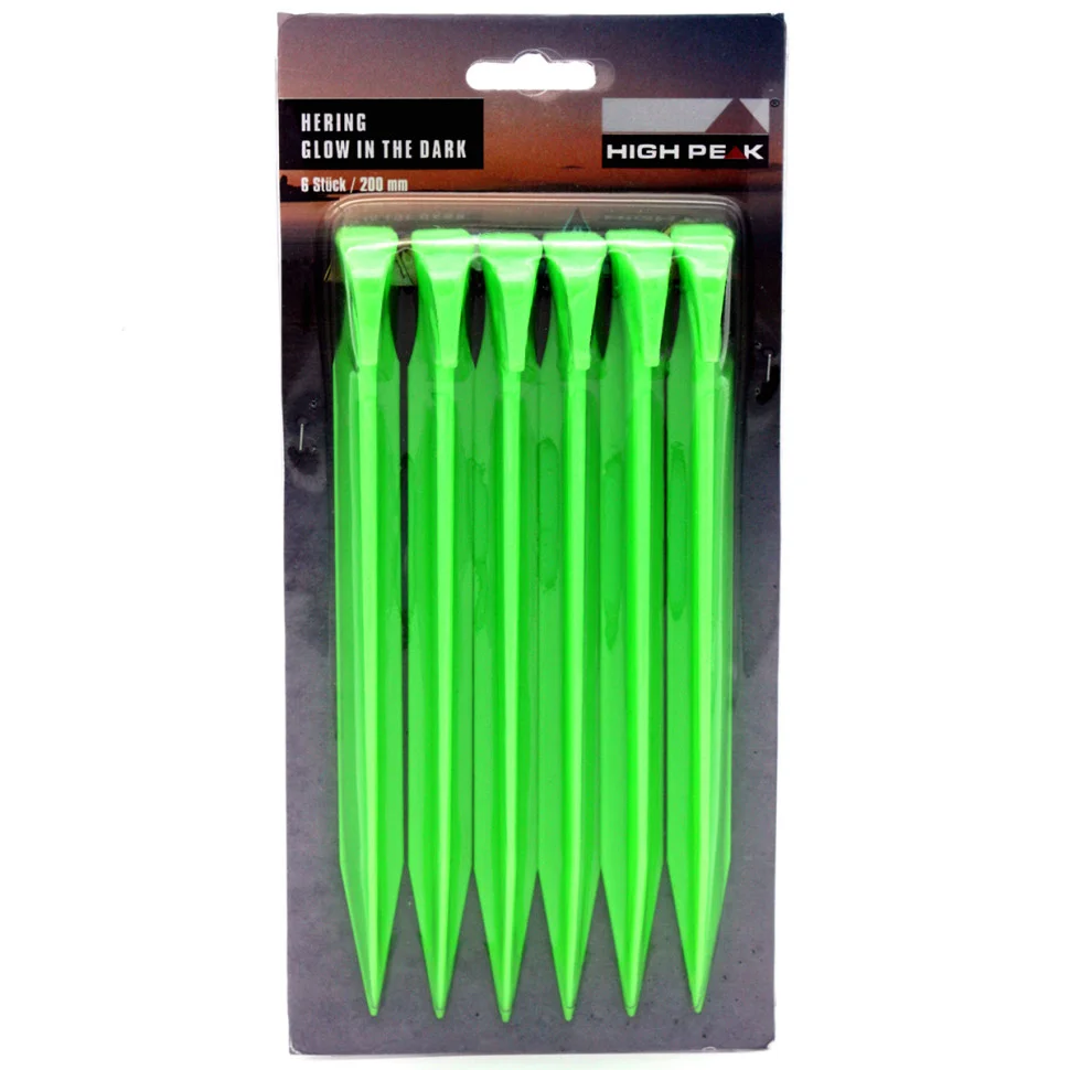 Колышки Glow in the Dark ABS Peg High Peak 929003, 20 см 6 шт. Luminous Green (42202)