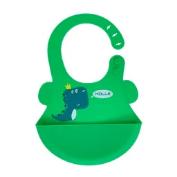 Слинявчик силіконовий "Діно" Mega Zayka MGZ-0616(Green) з кишенею Слинявчик силіконовий "Діно" Mega Zayka MGZ-0616(Green) з кишенею
