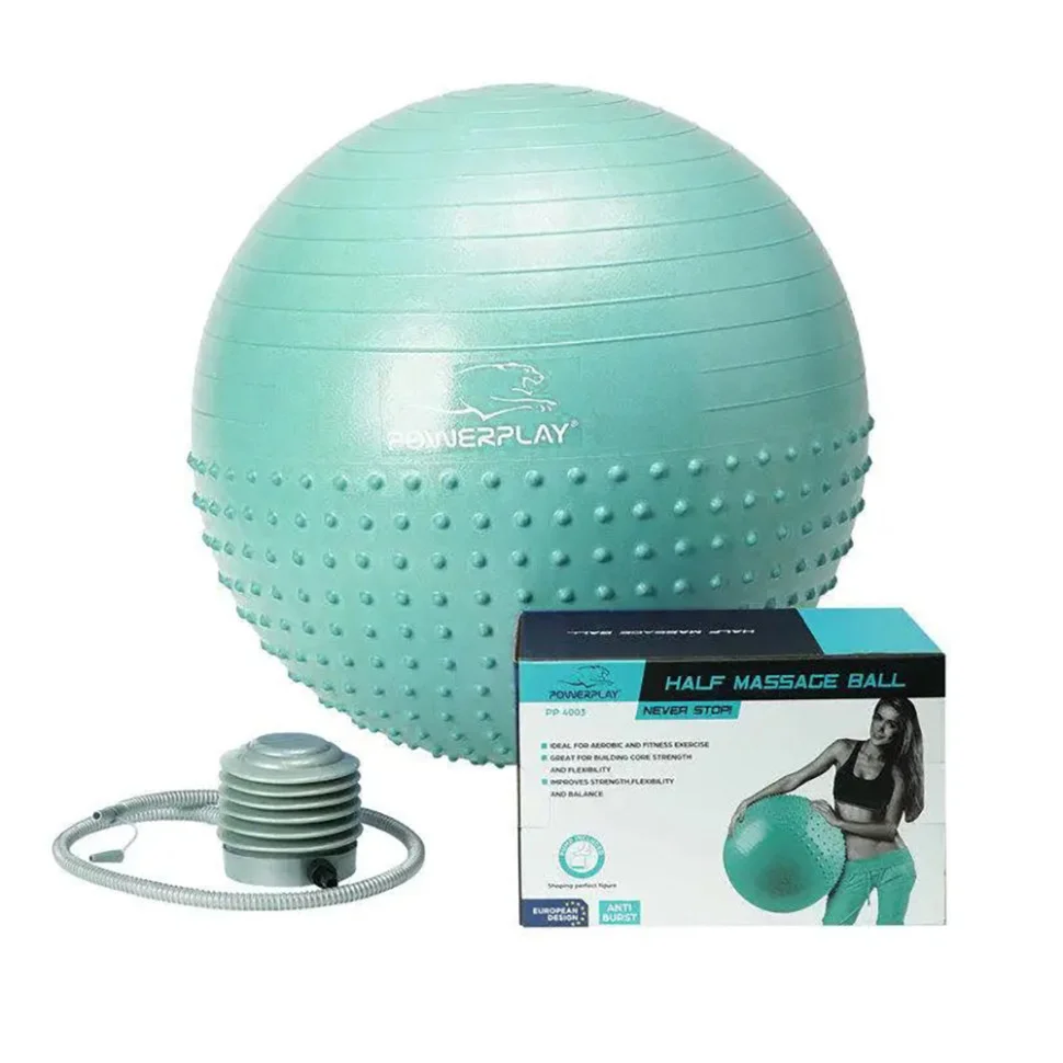 Мяч для фитнеса PowerPlay PP_4003_65_Green, Зеленый, насос
