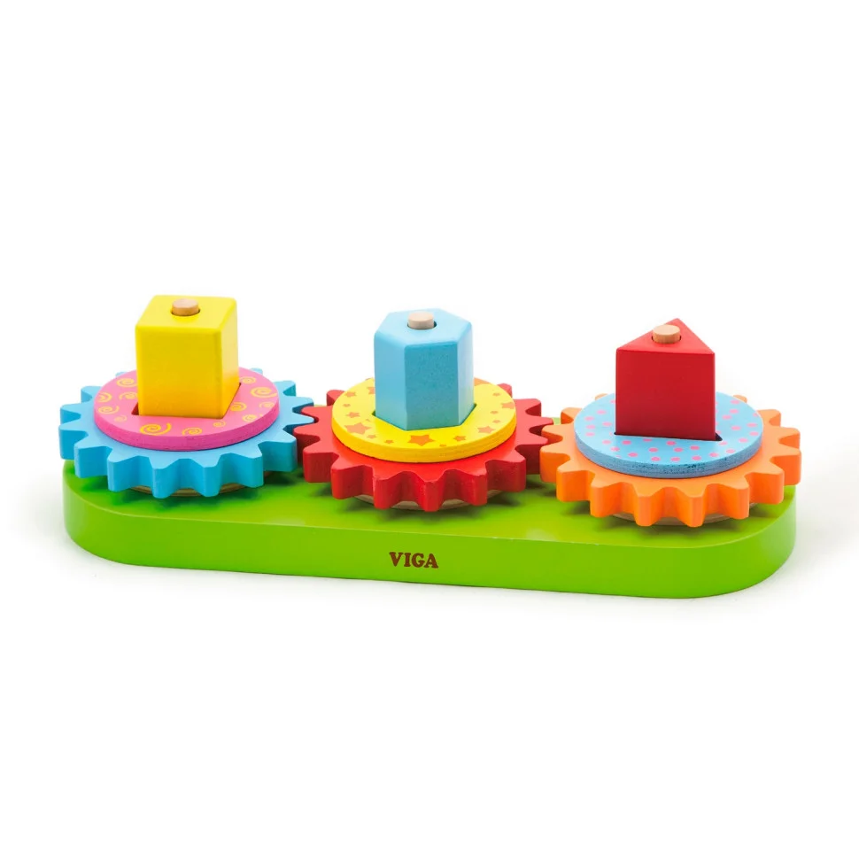 Деревянная пирамидка Шестеренки Viga Toys 59611 развивающая
