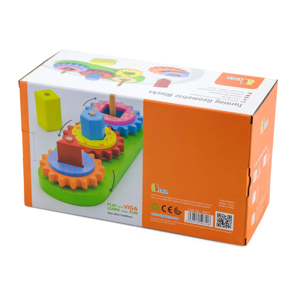 Деревянная пирамидка Шестеренки Viga Toys 59611 развивающая