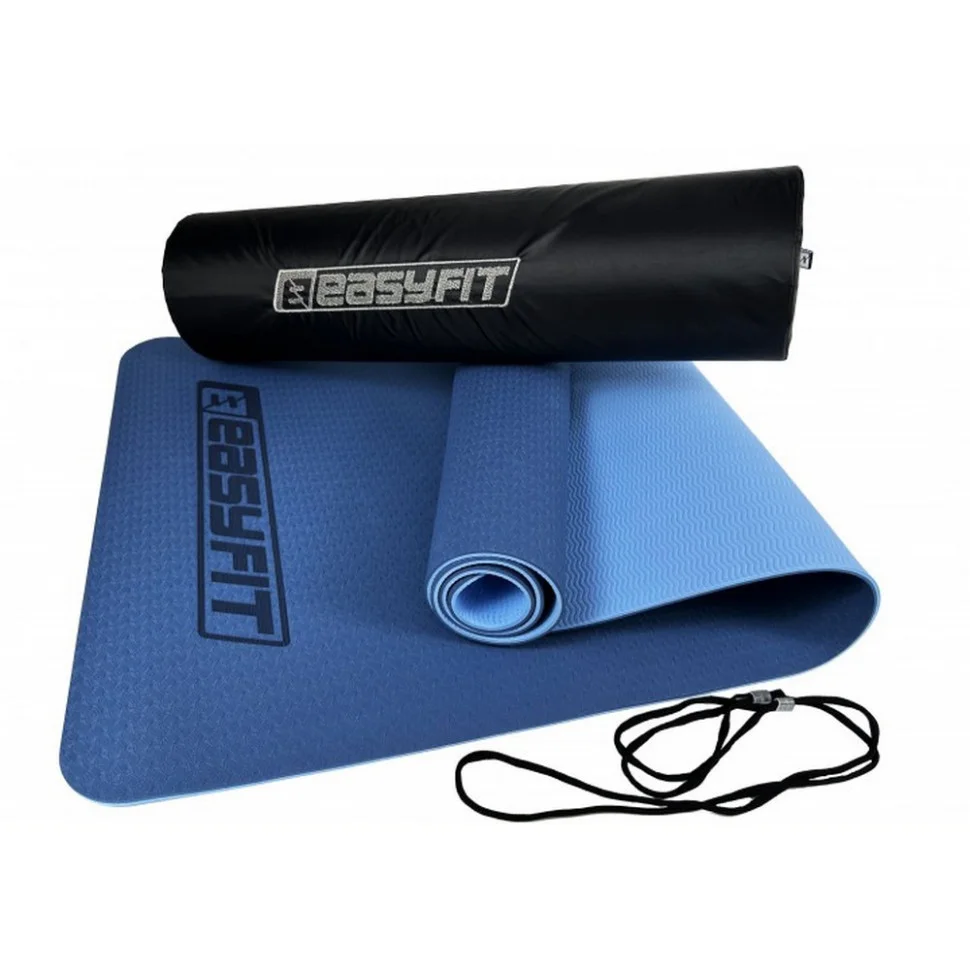 Коврик для йоги и фитнеса EasyFit EF-1924s-BLB 6 мм, двухслойный 