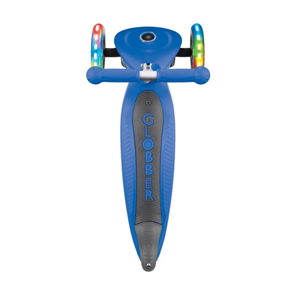 Детский самокат 3-х колесный GO UP ACTIVE GLOBBER 744-100 колеса светящиеся, темно-синий, до 20/50кг