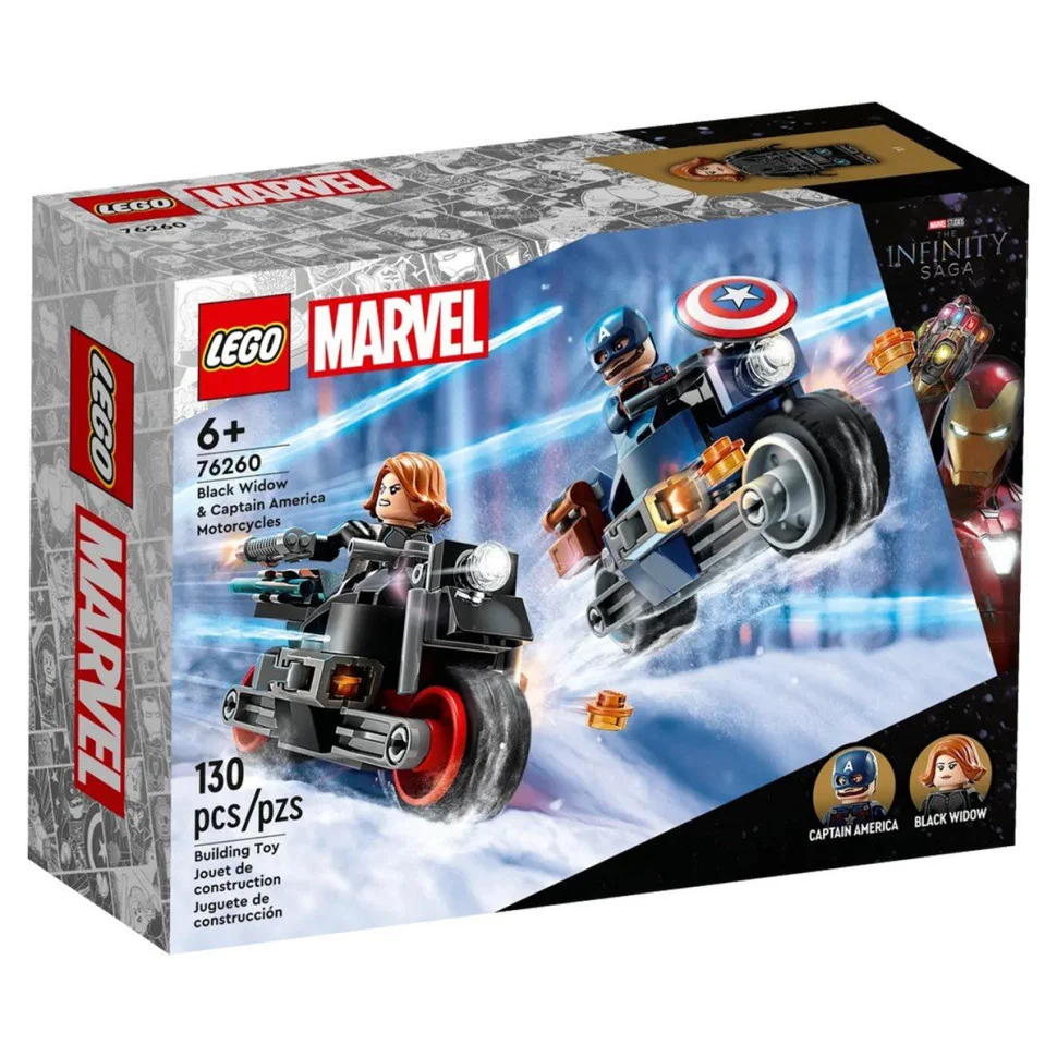 Конструктор Мотоциклы Черной Вдовы и Капитана Америки LEGO 76260, 130 деталей