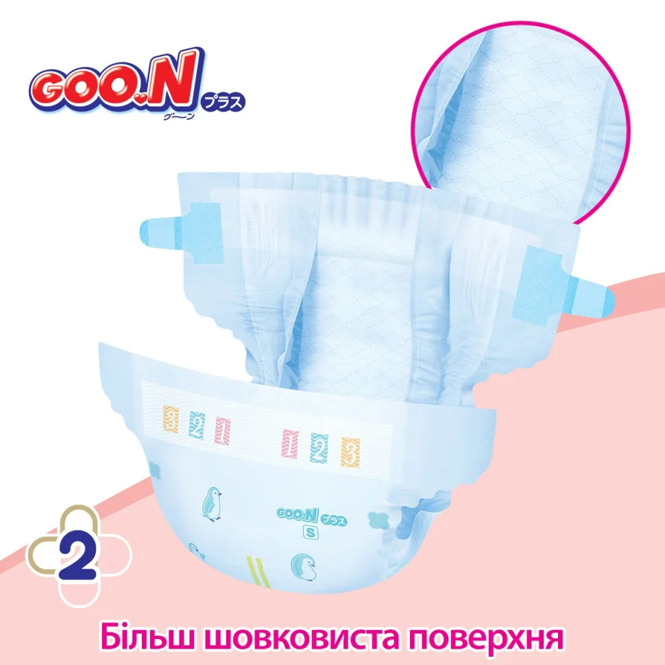 Підгузки для дітей GOO.N Plus 21000628, 6-11 кг (розмір М, на липучках, унісекс 56 шт)