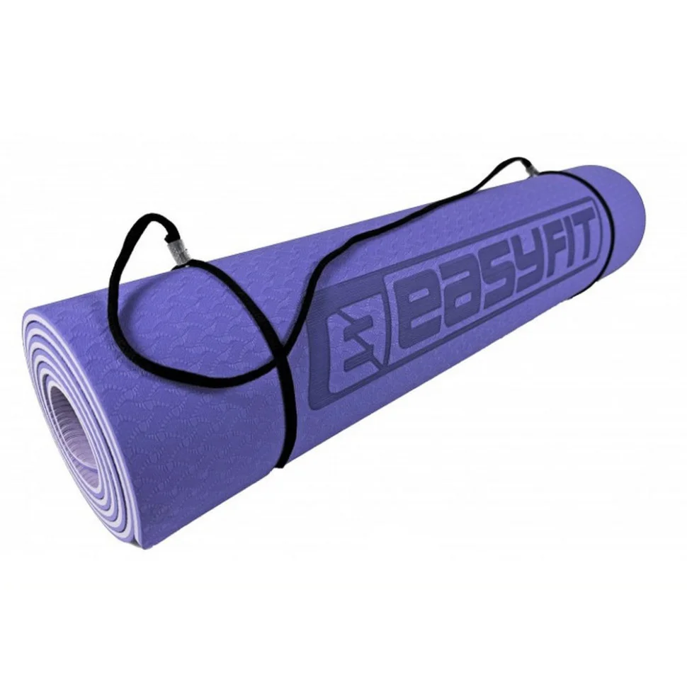 Коврик для йоги и фитнеса EasyFit EF-1924E-VV, TPE+TC 6 мм, двухслойный + Чехол сиреневый 