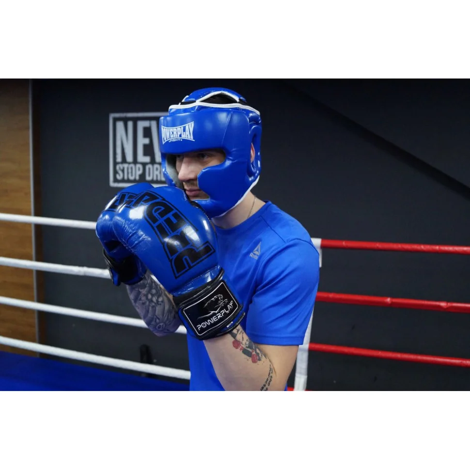 Боксерский шлем тренировочный PowerPlay PP_3100_S_Blue, S
