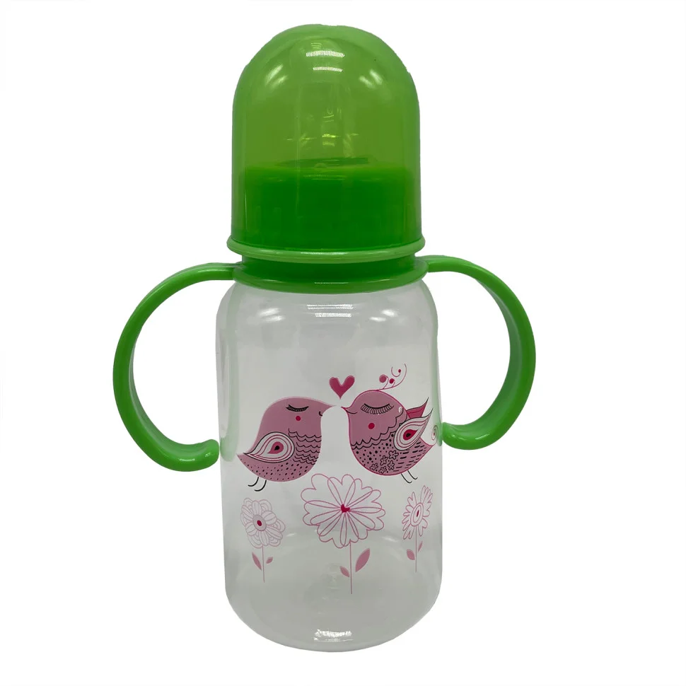 Пляшечка для годування з ручками Mega Zayka MGZ-0205(Green) 150 мл