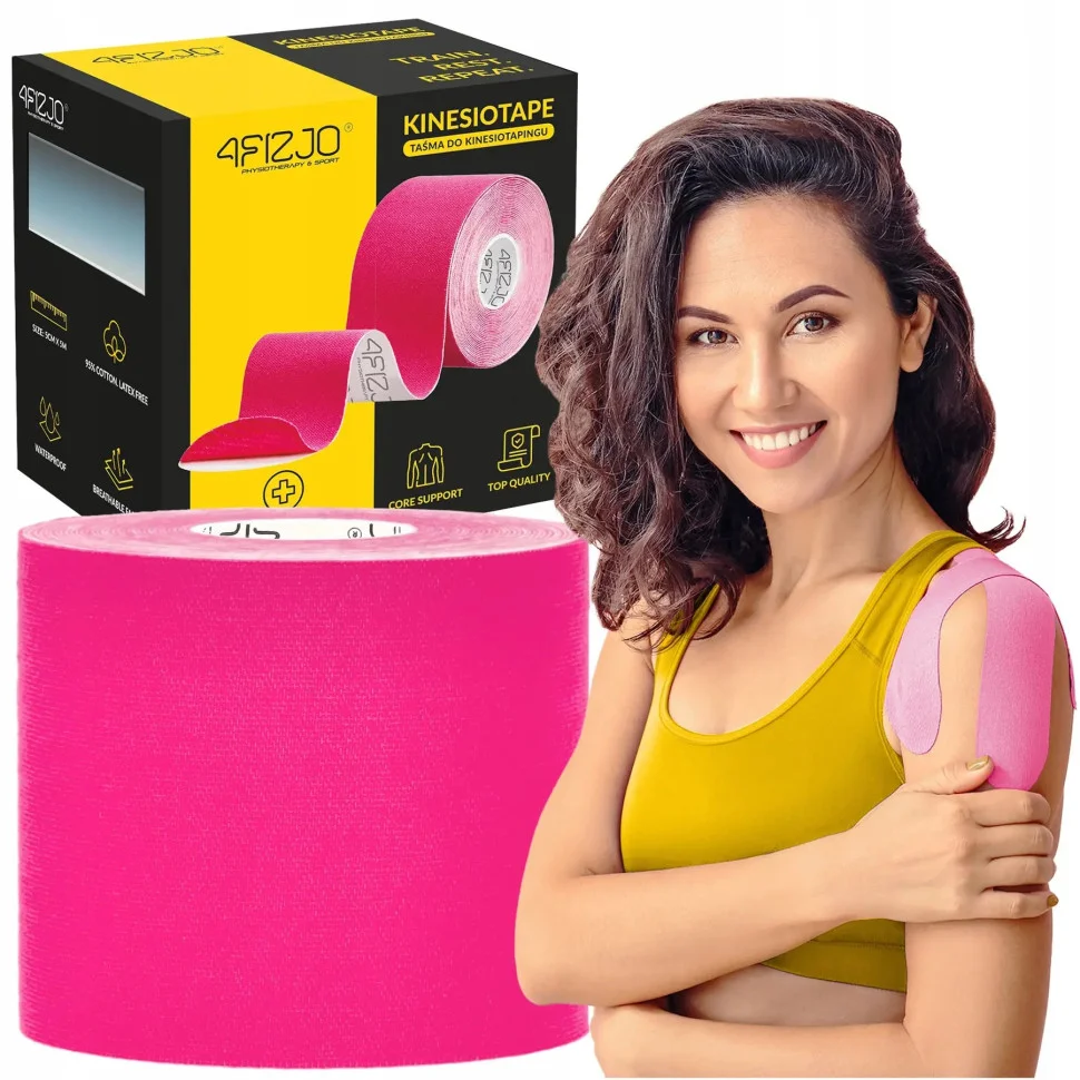Стрічка кінезіологічна (кінезіо тейп) 4FIZJO 4FJ0547 Pink 7.5 см 5 м