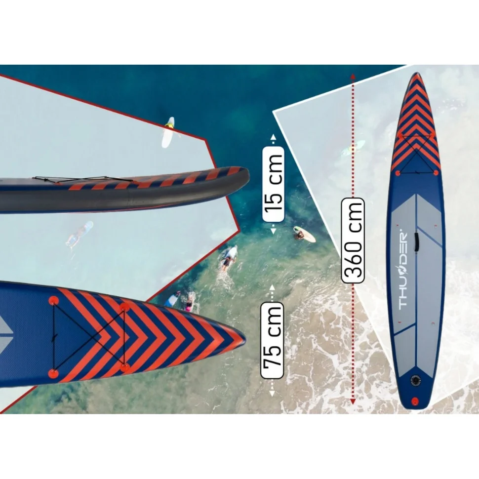 Надувна SUP дошка Steel Thunder з веслом Red 365 см