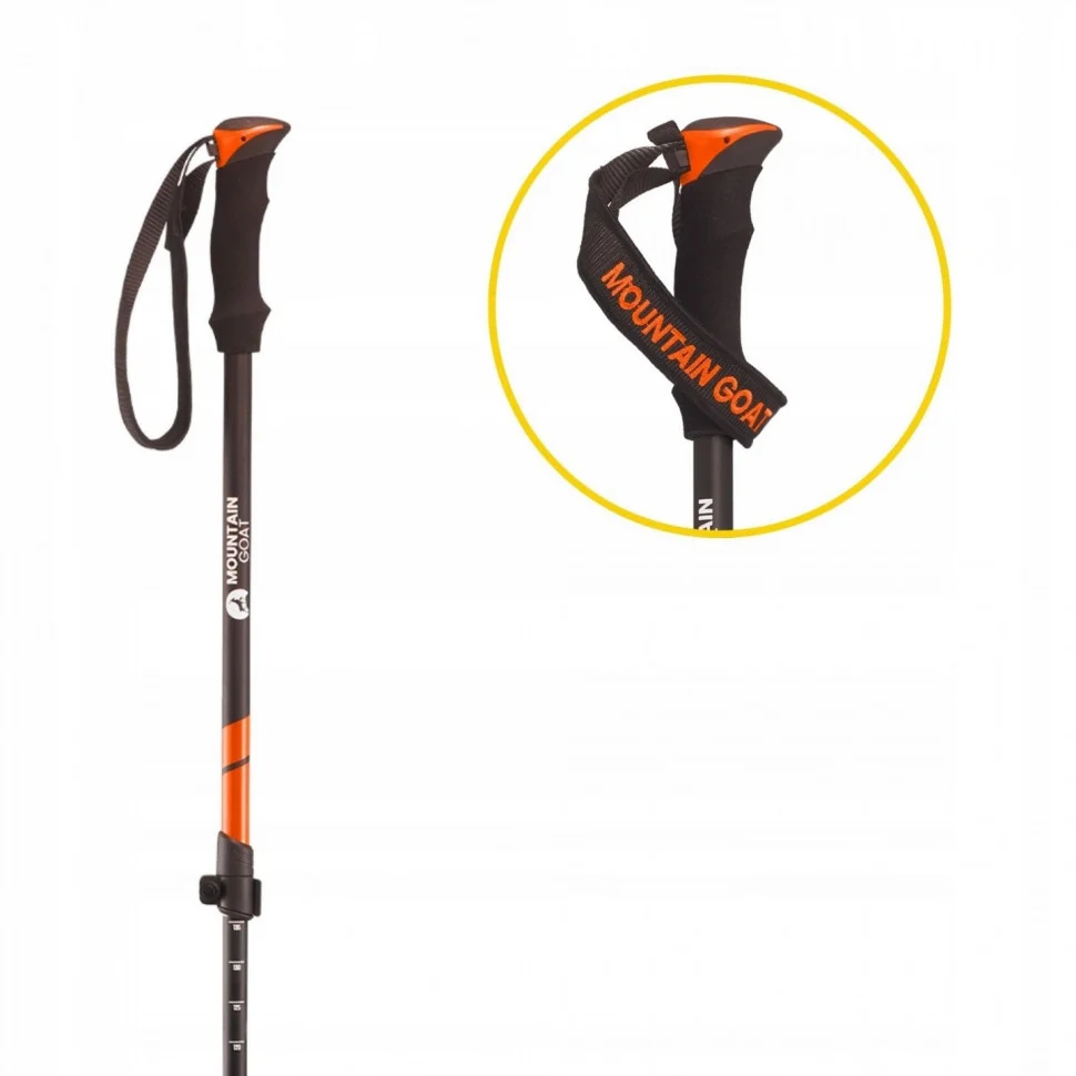 Трекінгові палиці Goat Peak+ Mountain MG0006, 60-135 см, Black/Orange