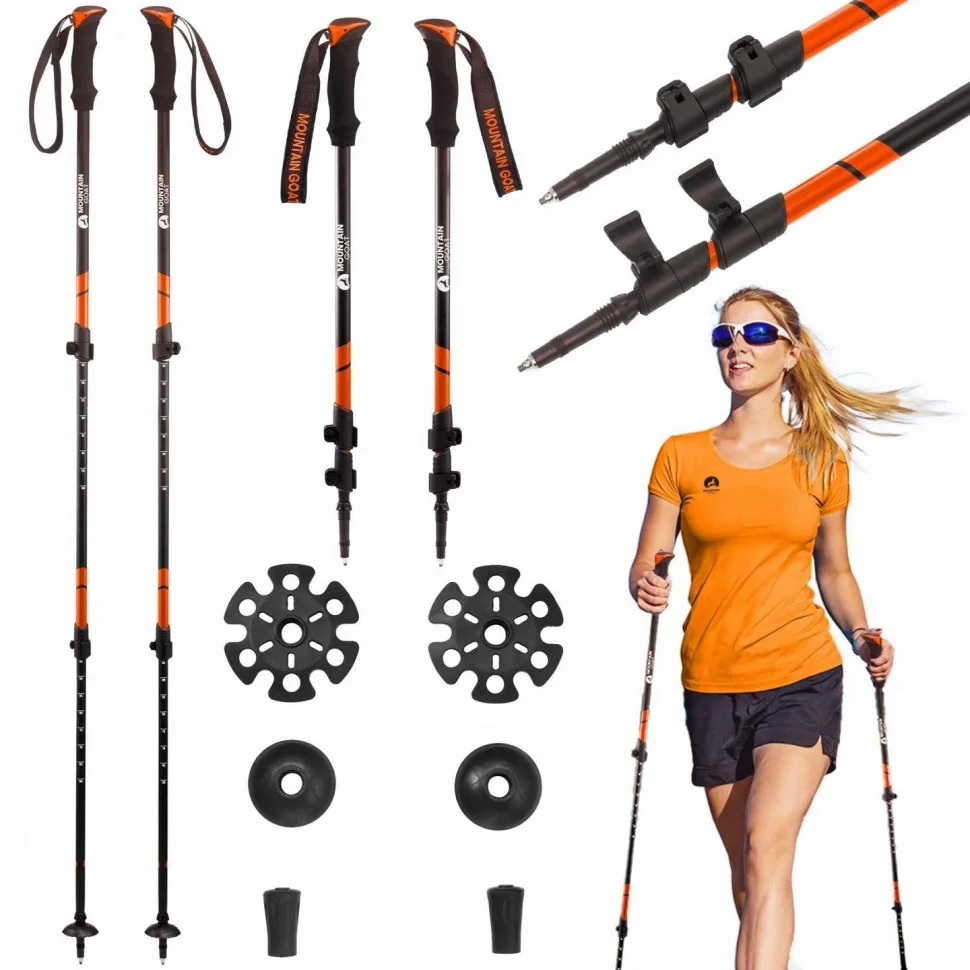 Трекінгові палиці Goat Peak+ Mountain MG0006, 60-135 см, Black/Orange