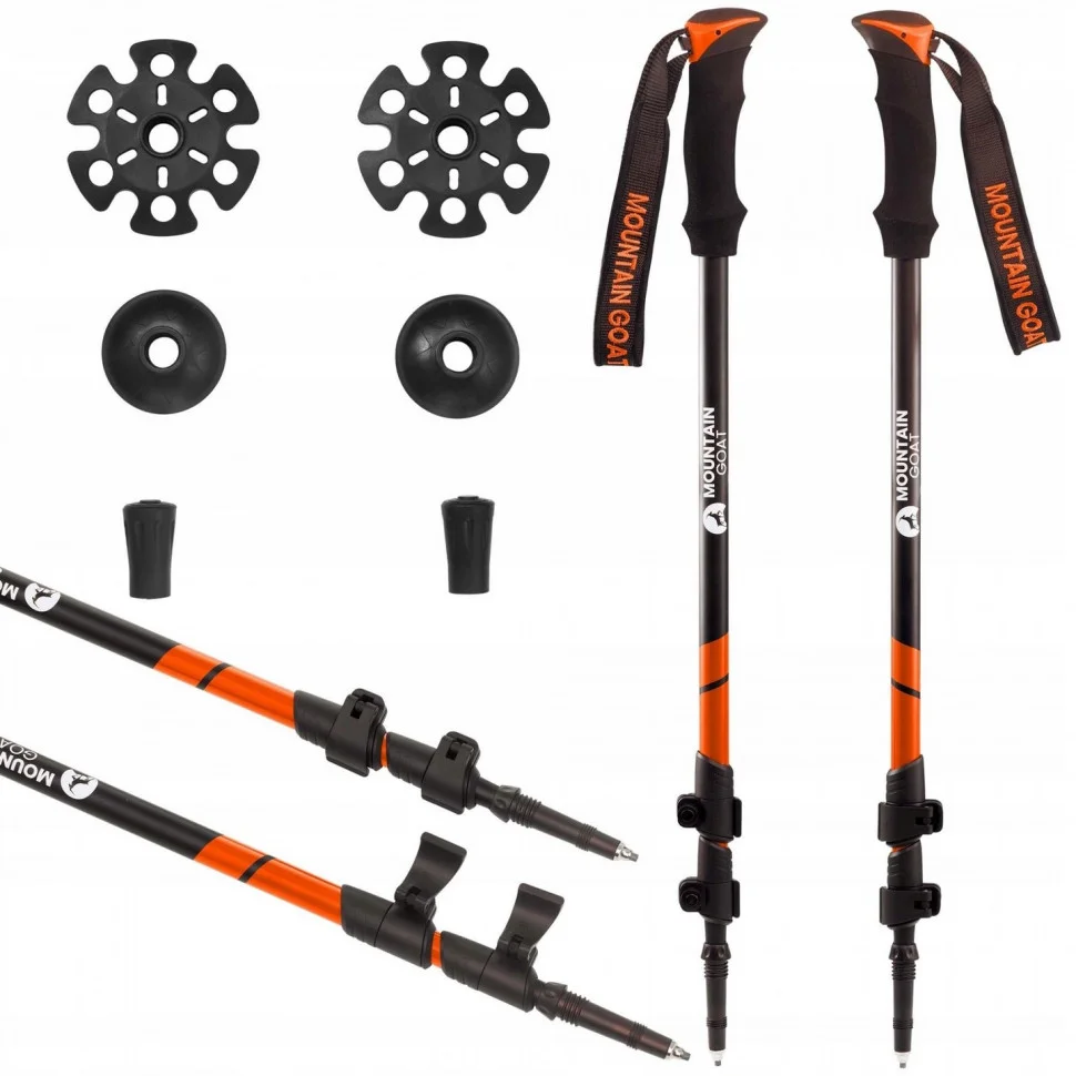 Трекінгові палиці Goat Peak+ Mountain MG0006, 60-135 см, Black/Orange
