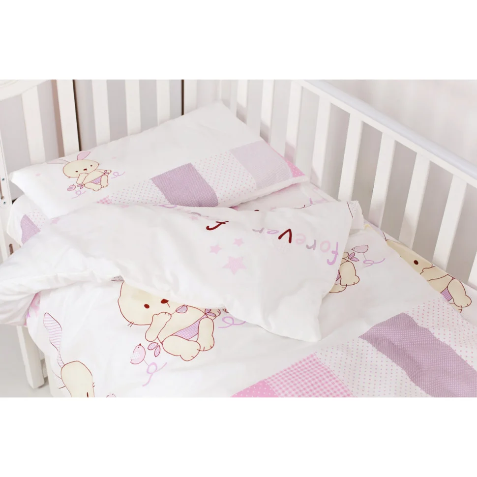 Сменная постель в кроватку детскую Dolce Друзья зайчики Twins 3060-D-002, 3 элемента