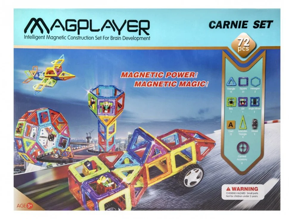 Конструктор Magplayer магнітний набір 72 ел. MPB-72