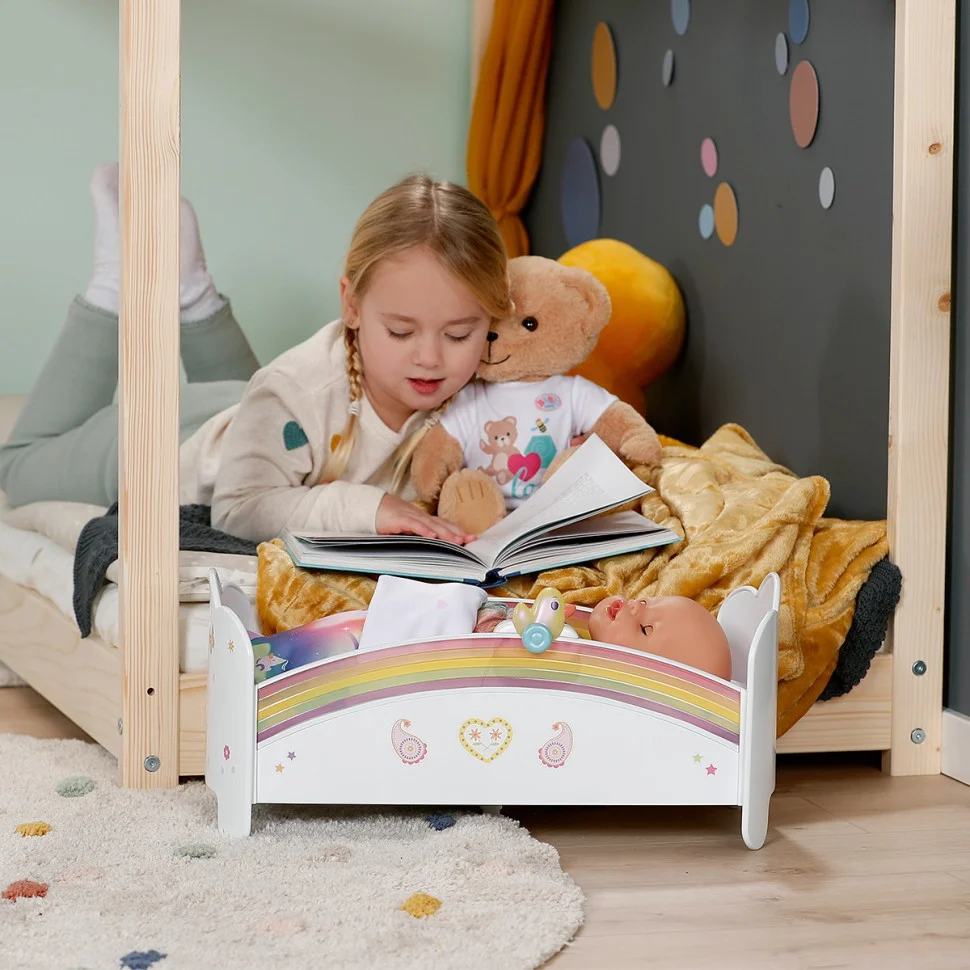 Кроватка для куклы СОН НА РАДУГЕ BABY born 835999 (звук, свет, с постельным бельем)