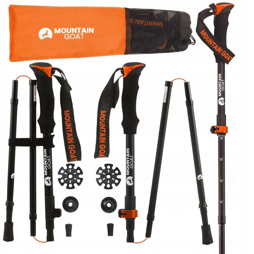 Трекінгові палиці Goat Pro+ Mountain MG0008, 43-130 см, Black/Orange