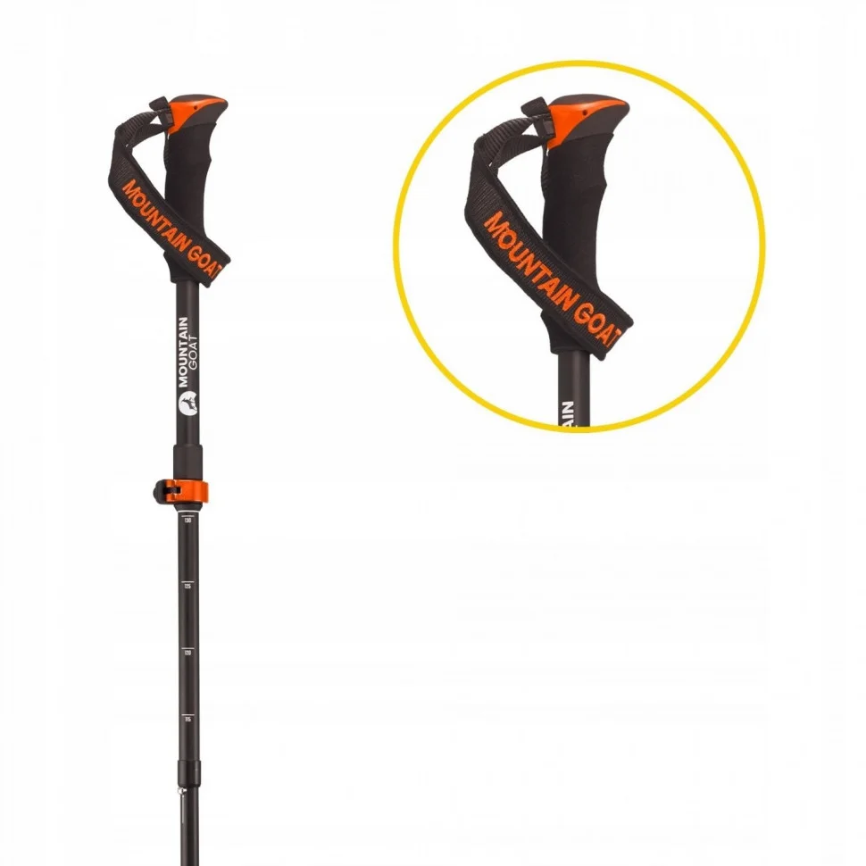 Трекінгові палиці Goat Pro+ Mountain MG0008, 43-130 см, Black/Orange