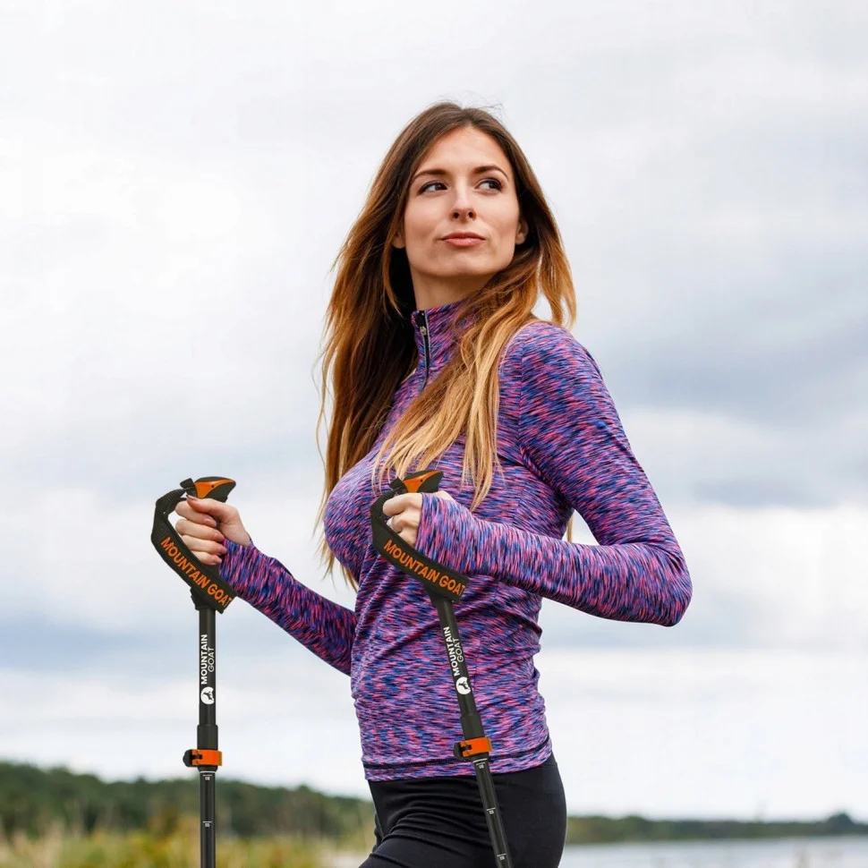 Трекінгові палиці Goat Pro+ Mountain MG0008, 43-130 см, Black/Orange