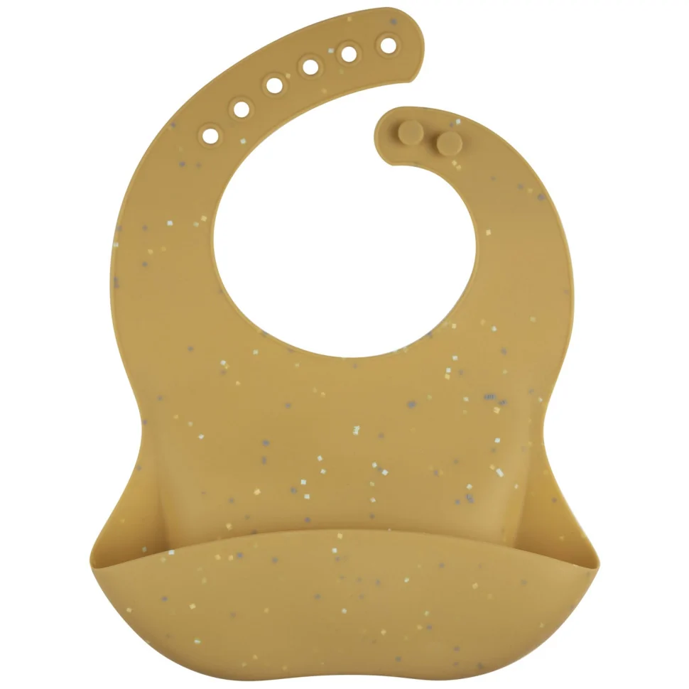 Детский слюнявчик силиконовый с кармашком Dots Canpol babies 51/029_yel желтый