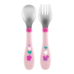 Дитячий набір Ложка+вилка Chicco 16102.10.00 із нержавіючої сталі 18М+