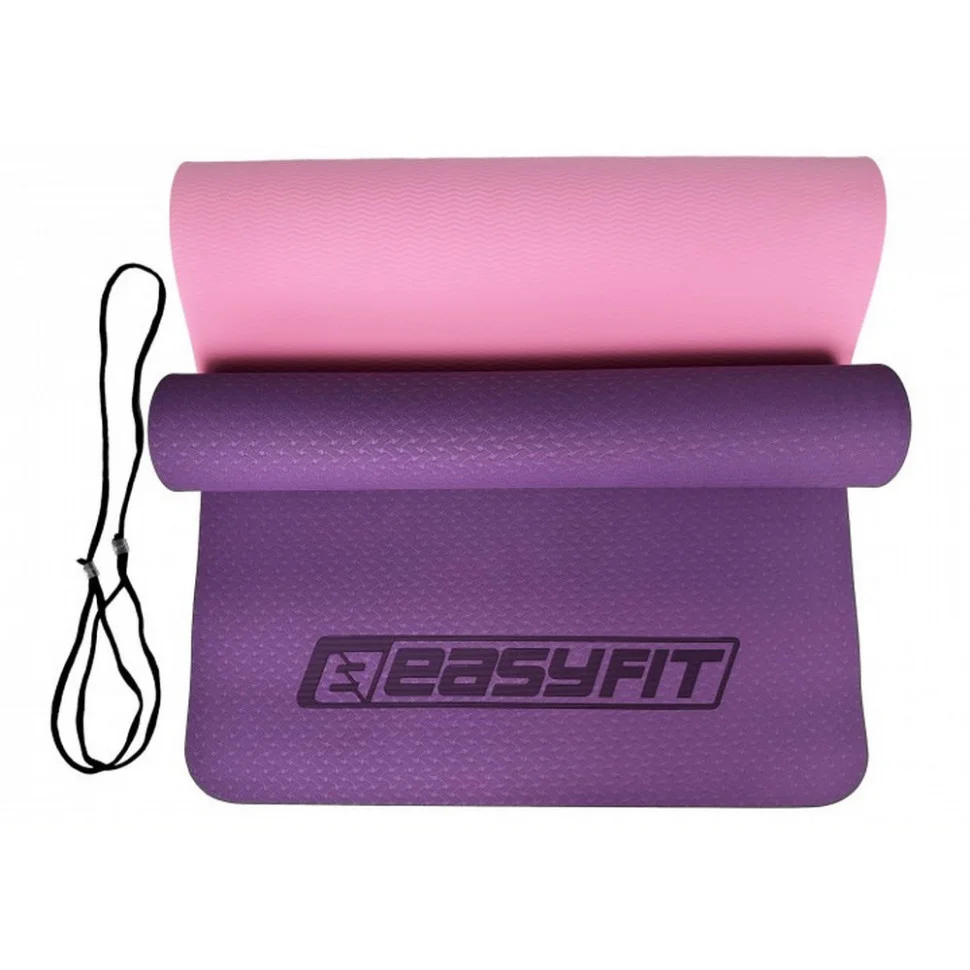 Килимок для йоги та фітнесу EasyFit EF-1924-VP, TPE+TC 6 мм, двошаровий фіолетово-рожевий