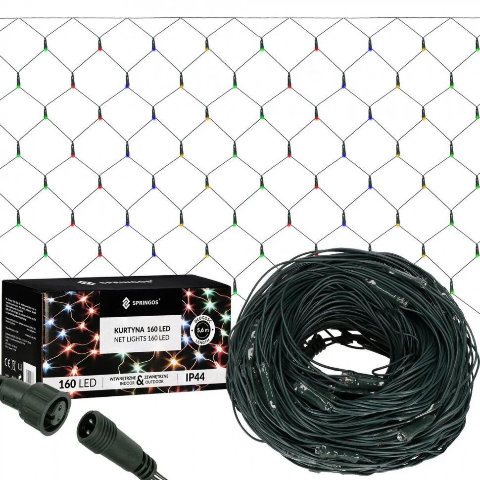 Гирлянда сетка Springos CL4014, 2 x 2.6 м 160 LED, Mix